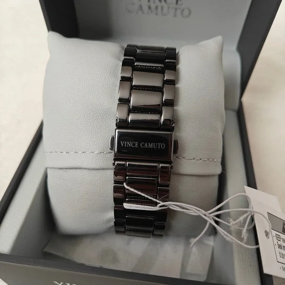 Vince Camuto Mens Watch Stainless Steel Black Tone Analog Multifunction New